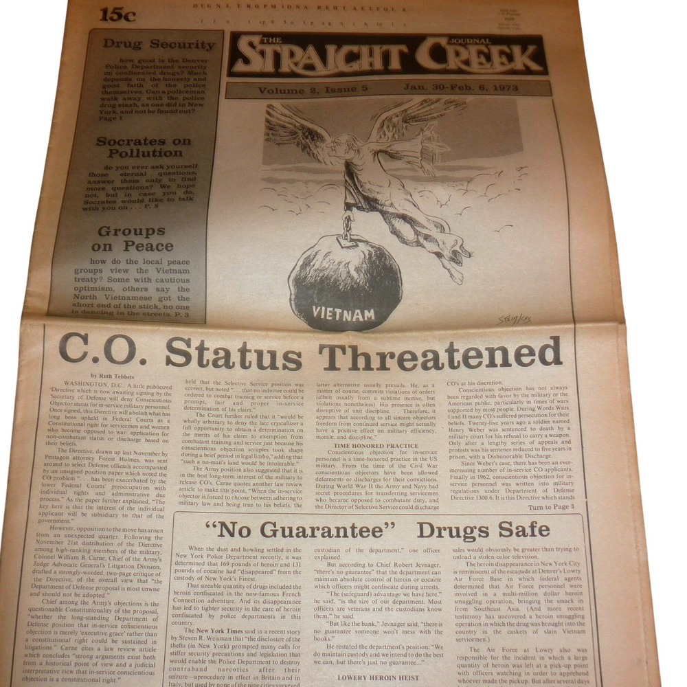 Vintage 1973 Straight Creek Journal Denver Newspaper Ravi Shankar Marijuana Ad